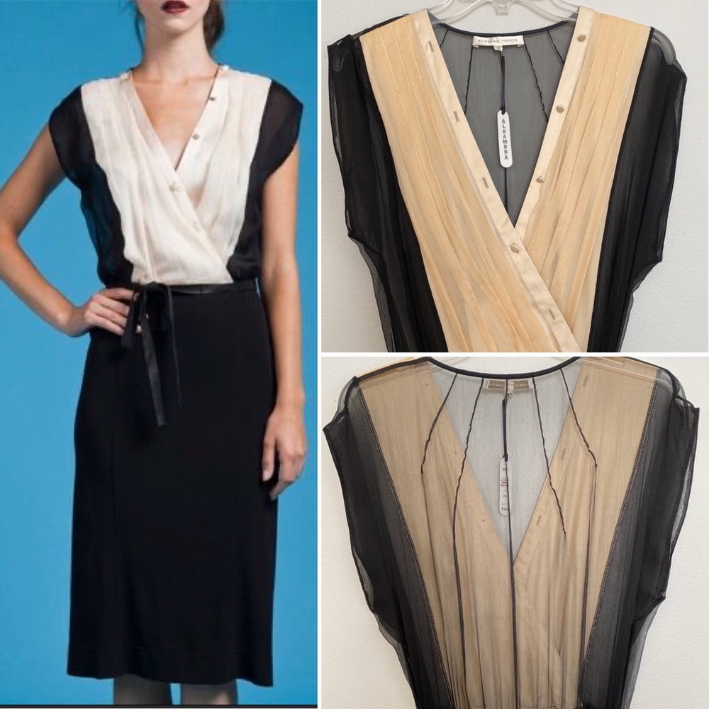 NWT Burning Torch Silk V Neck Dress - never worn!